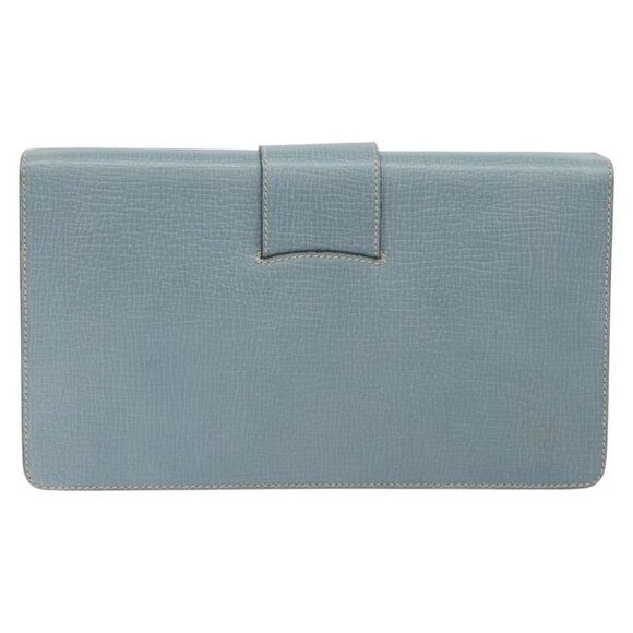 LOEWE Clutch Bag Leather Light Blue Gold Auth bs25818 - Picture 3 of 15